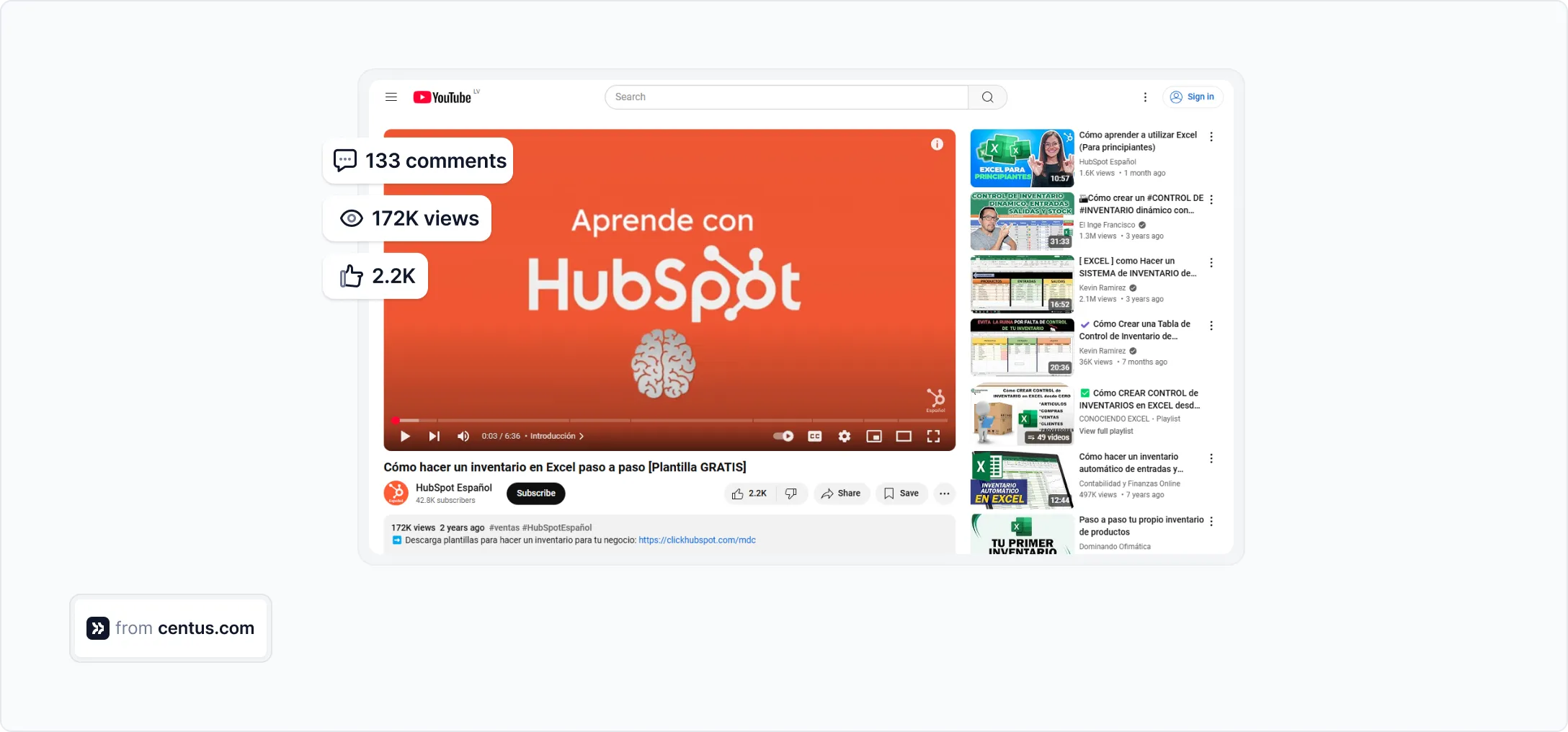 HubSpot's YouTube video