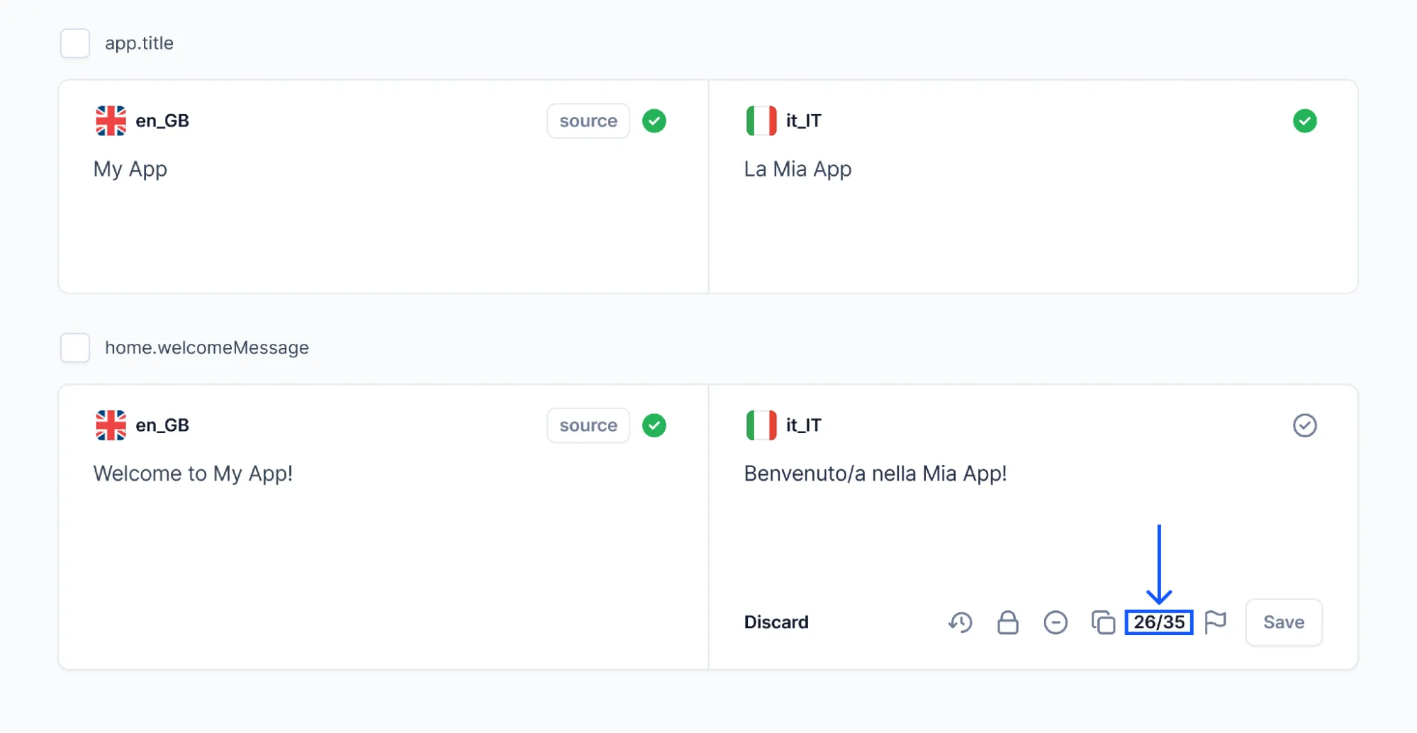 character counter in a TMS editor