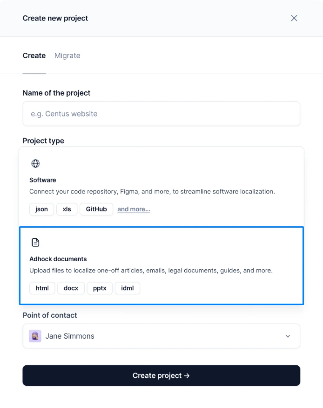 Centus ad hoc document type