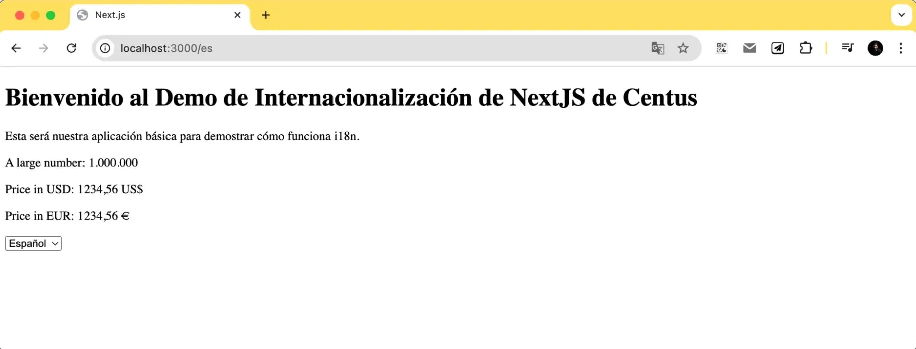 a demo app with localized price and number formats