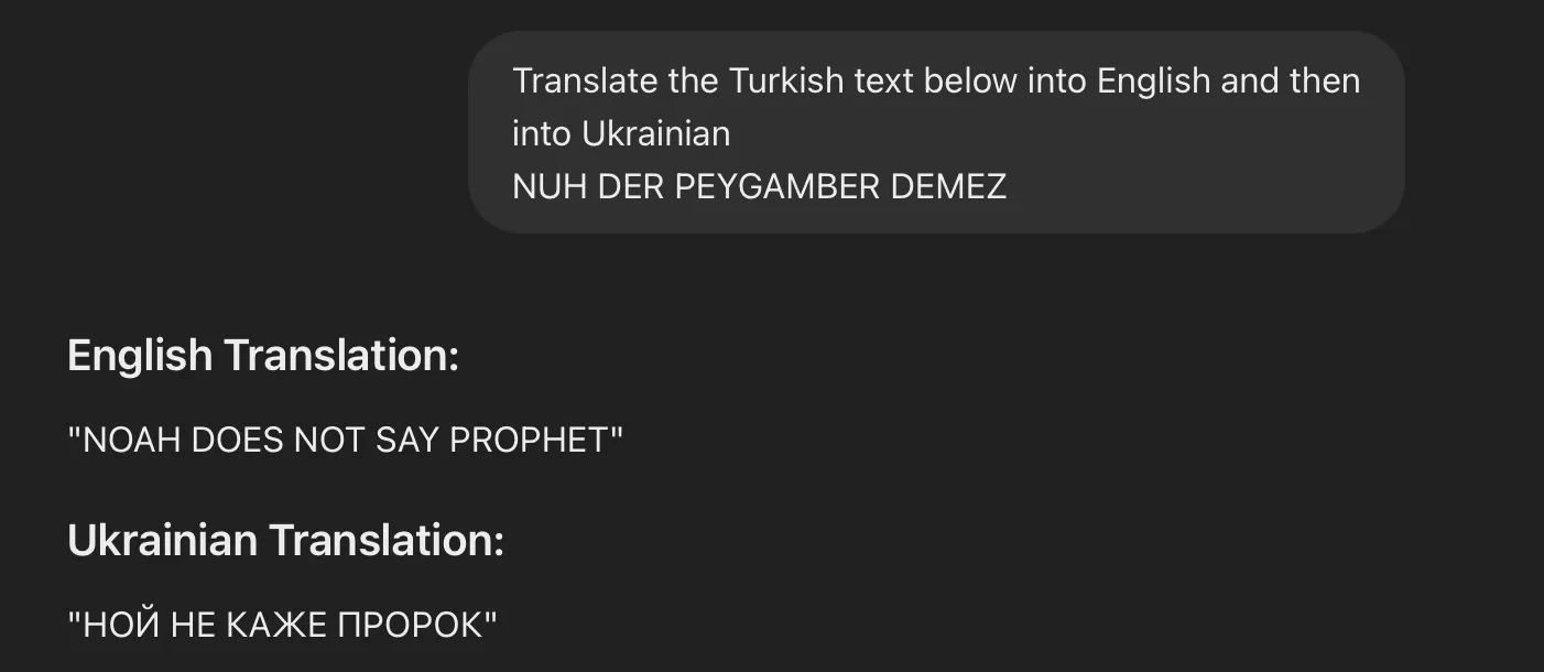 Translating a Turkish idiom by prompting in English