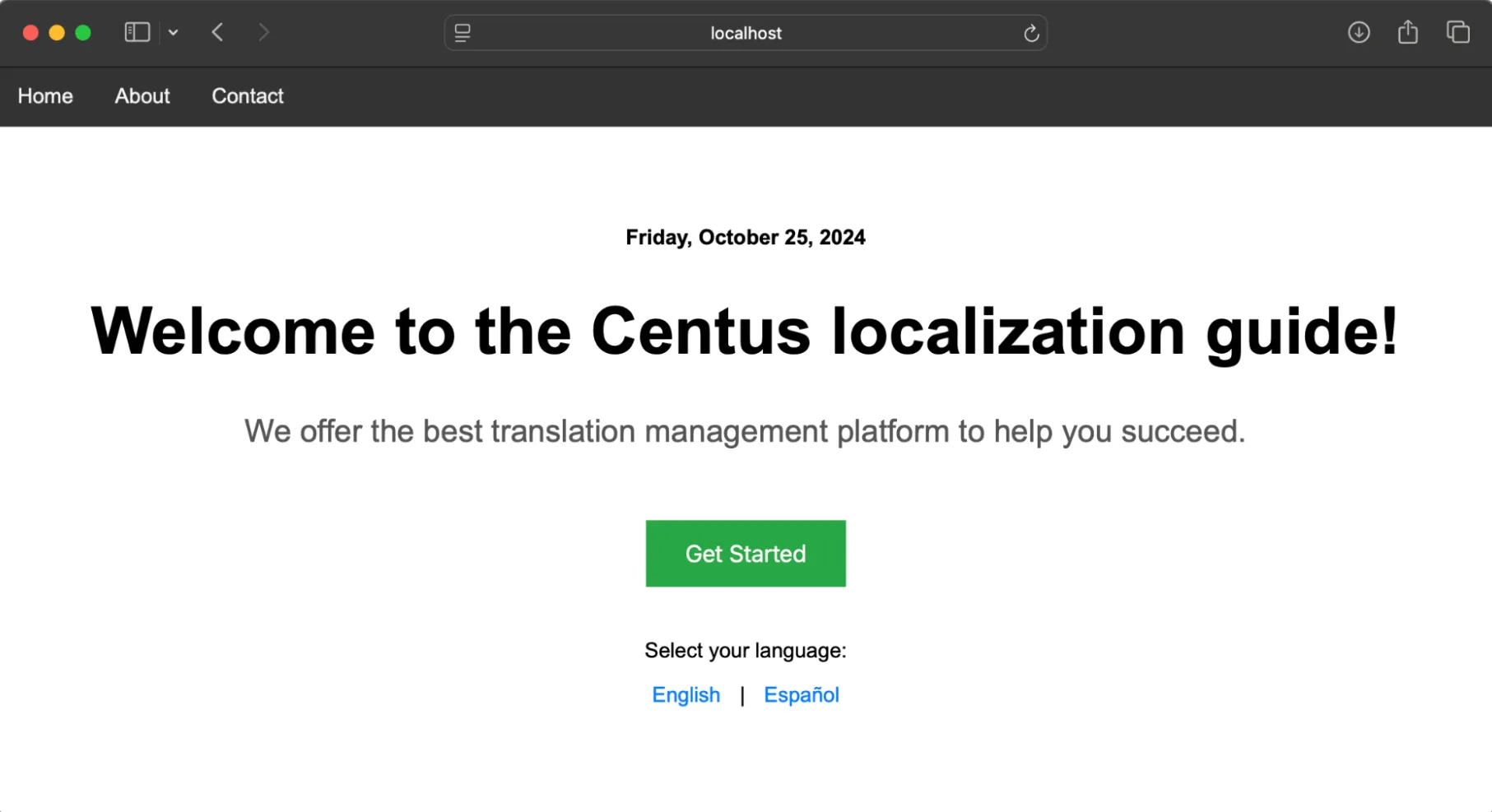 demo app displaying a date