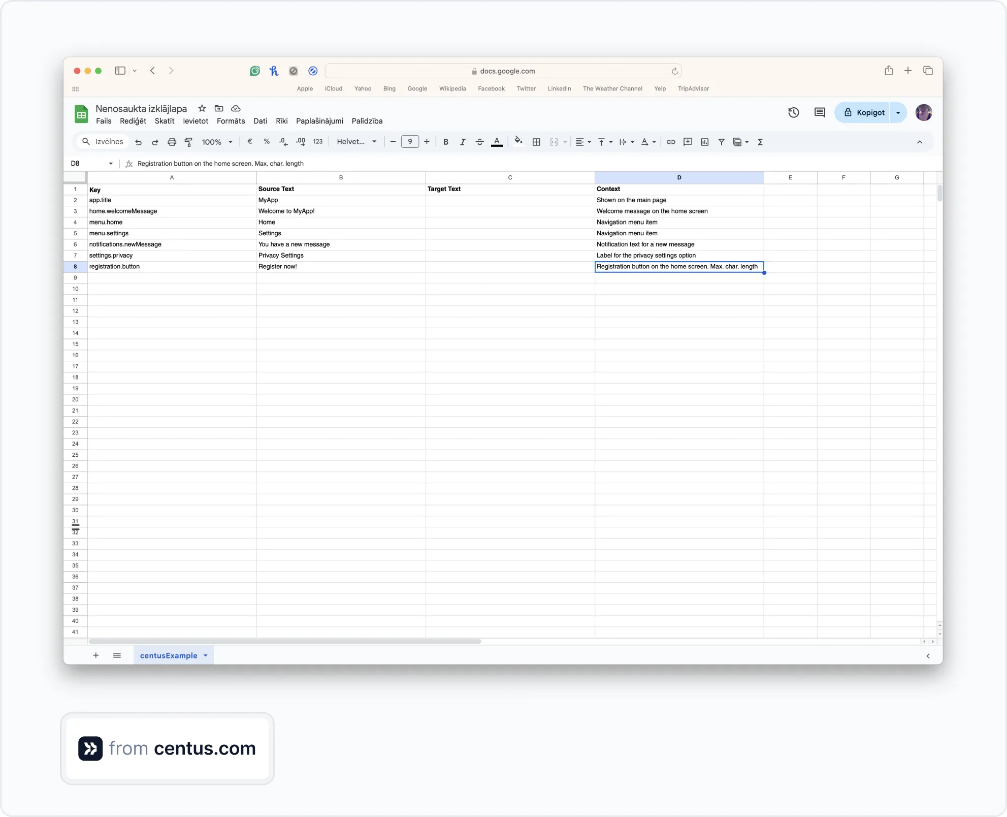 specifying character length for localization keys