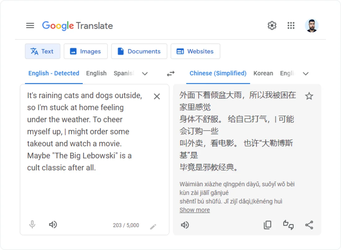 Genauigkeit von Google Translate Englisch Einfaches Chinesisch