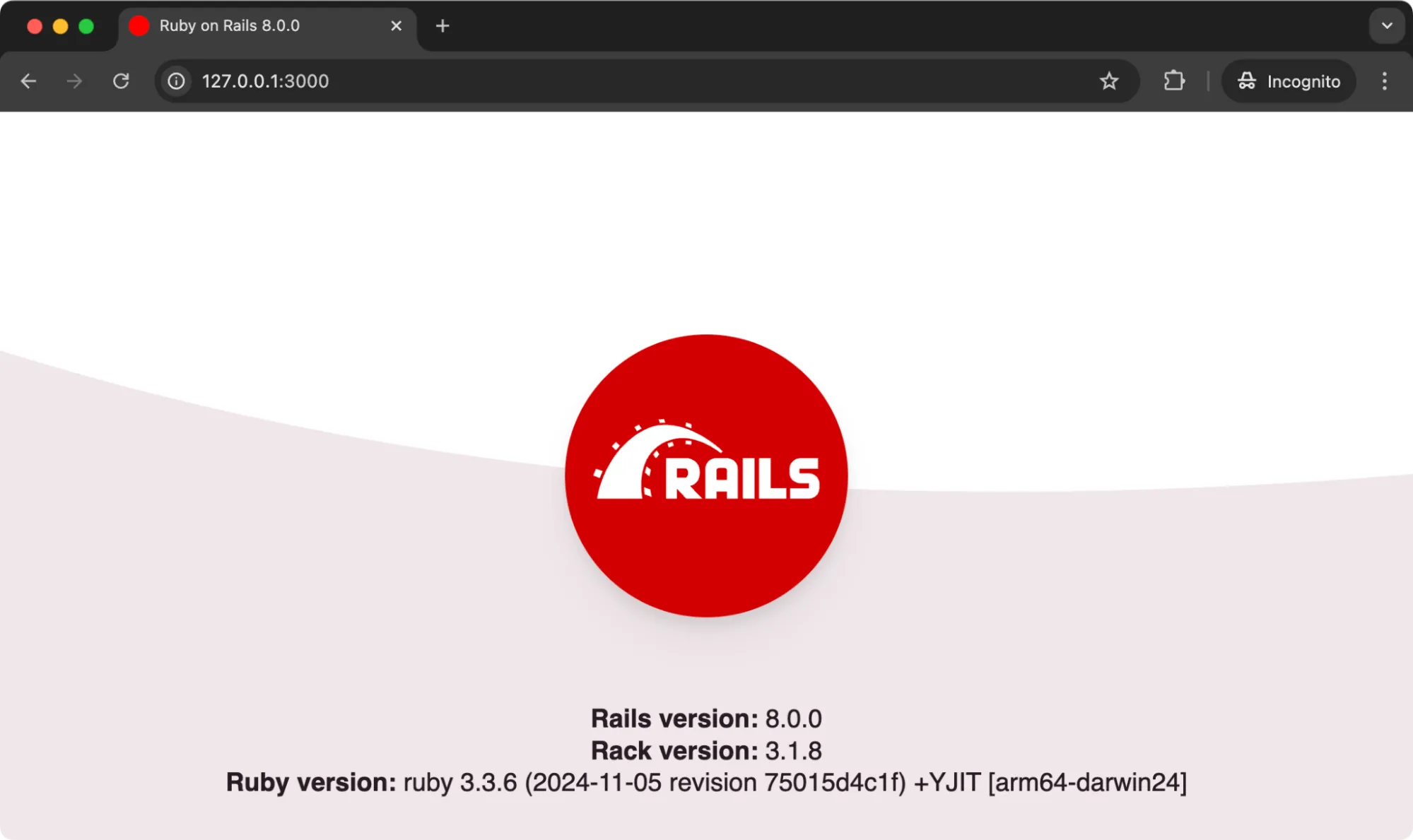 the default Rails page