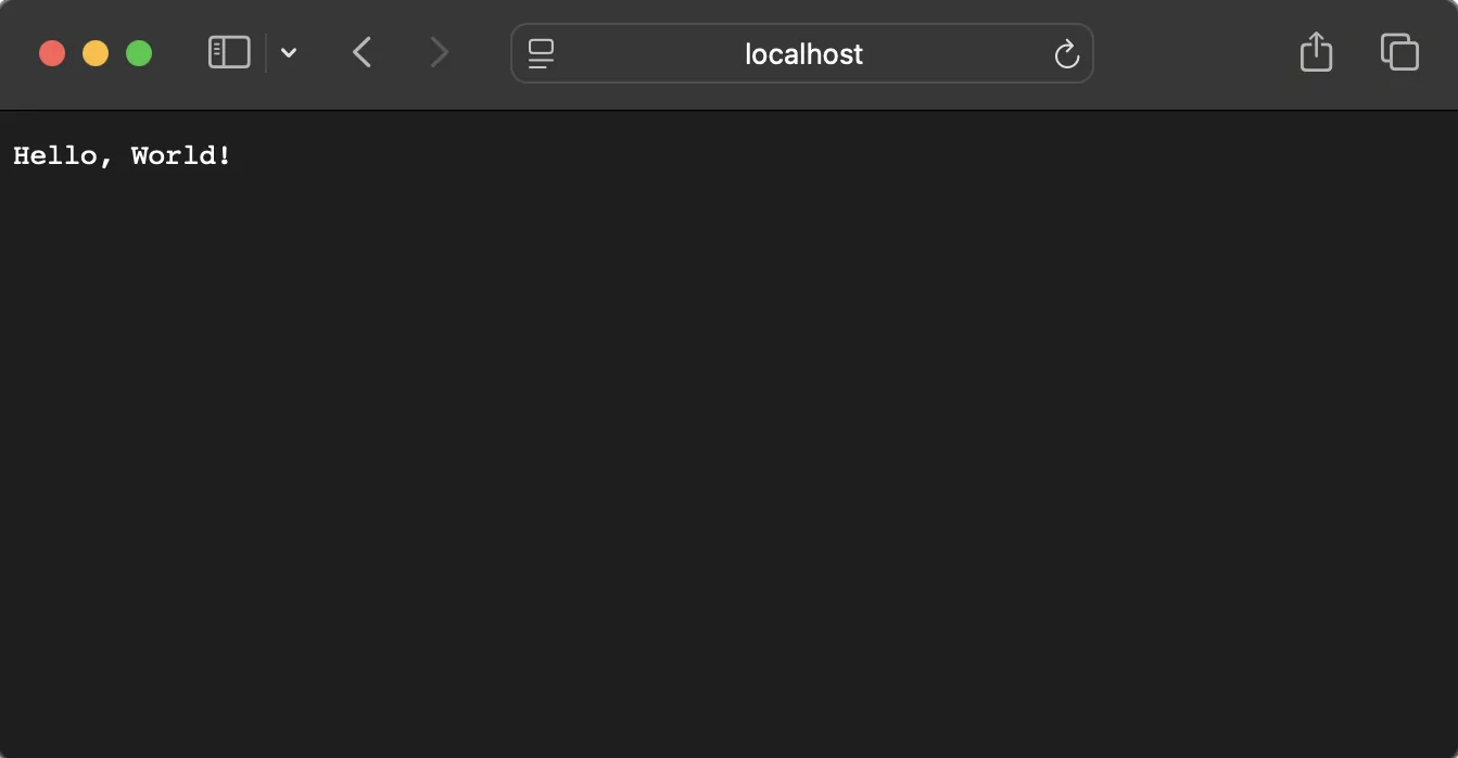 hello world message in a web app