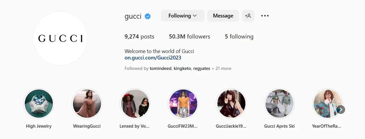 gucci instagram page
