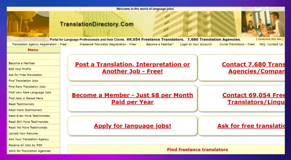 Translation Directory job page