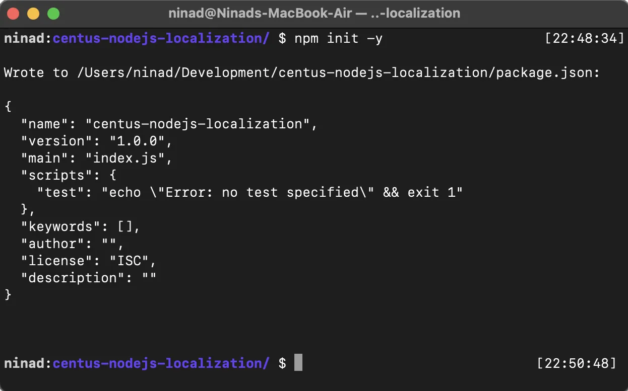 initializing a node project