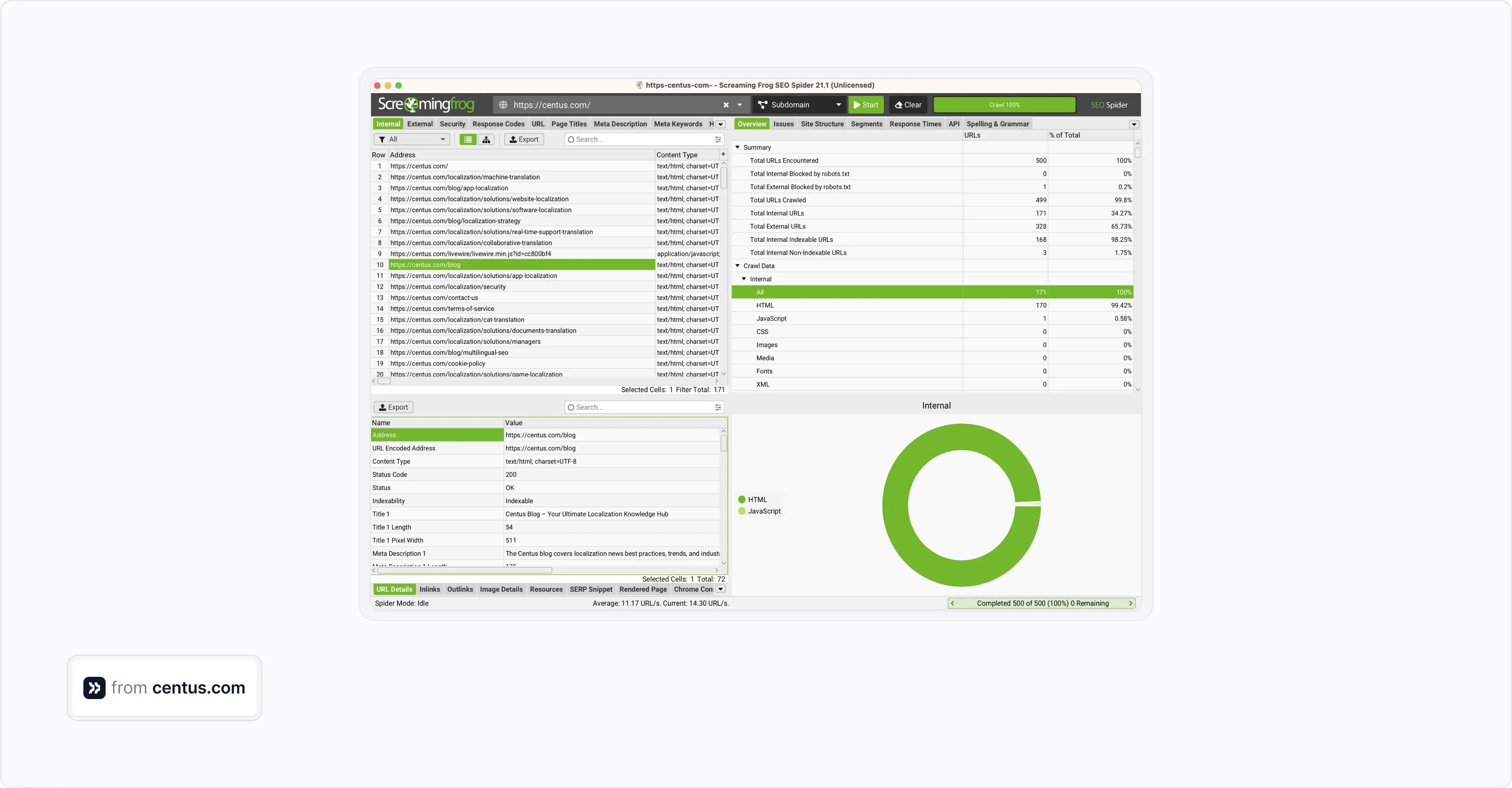 screaming frog interface