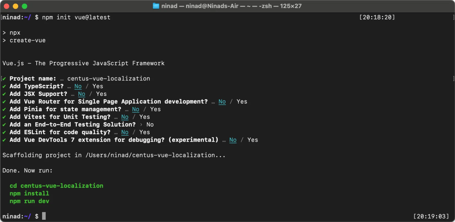 creating a Vue 3 project