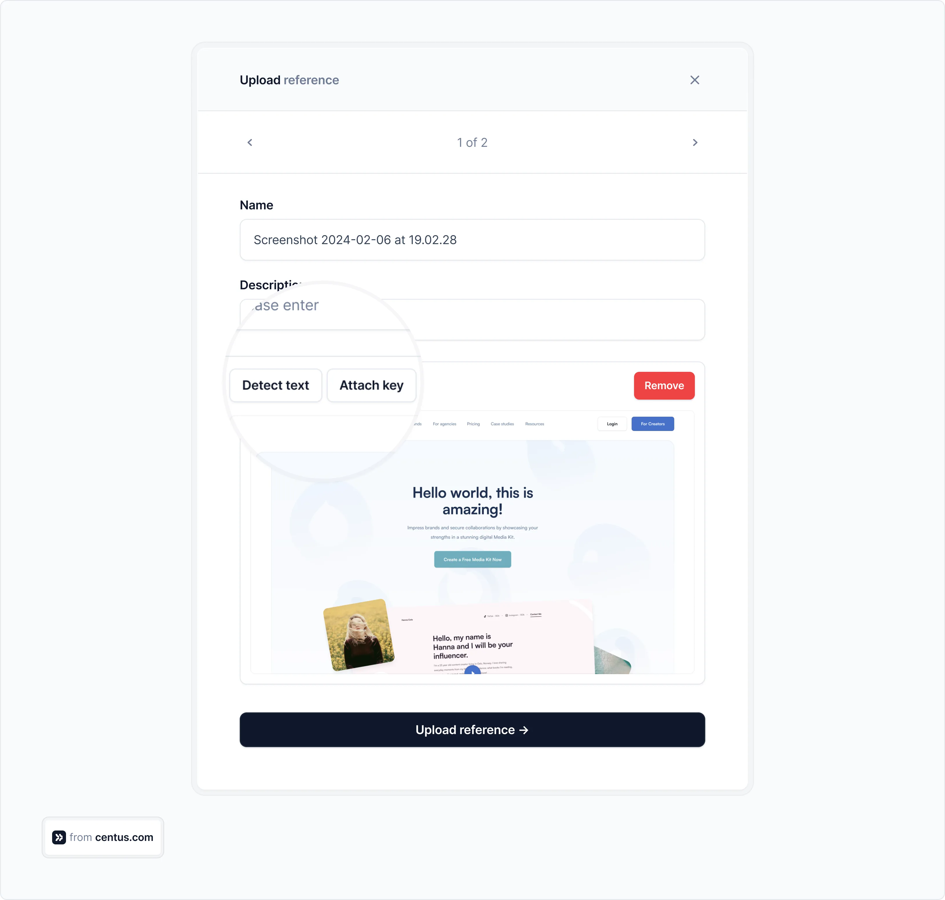 adding screenshots in Centus