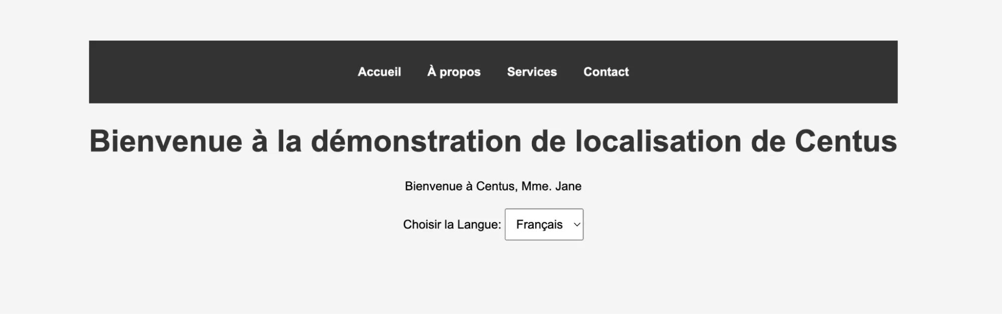 a demo app with a language switcher