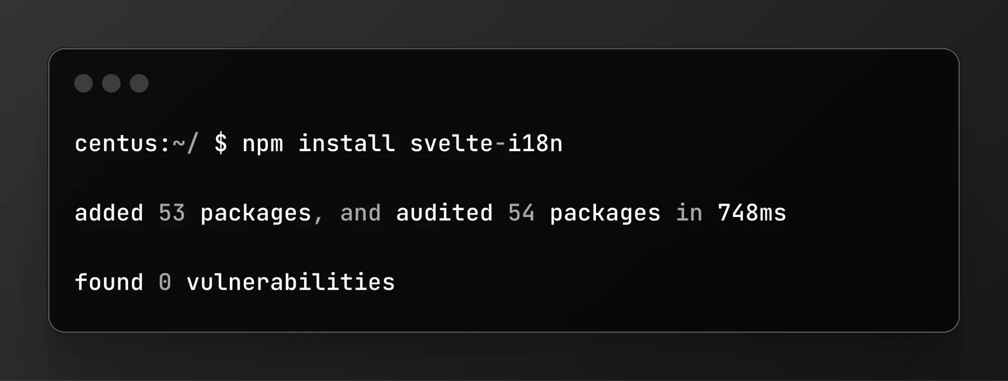 installing svelte i18n package
