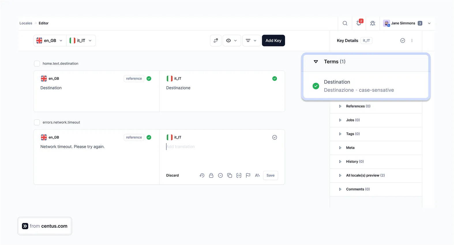 Centus translation management tool