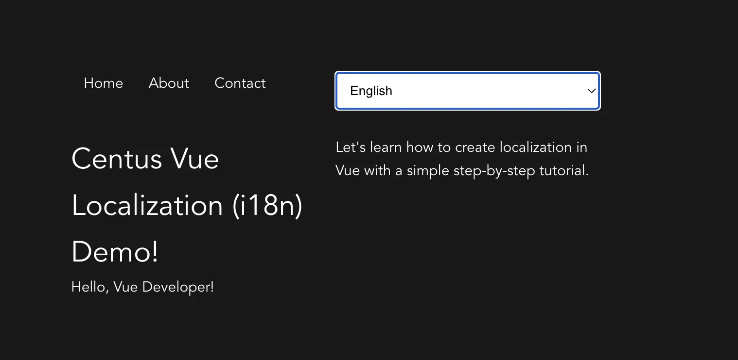 a demo app with a language switcher