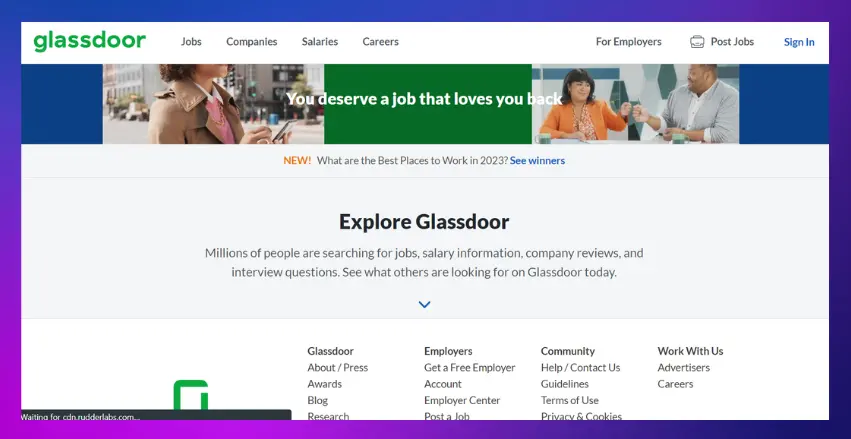 Glassdoor homepage