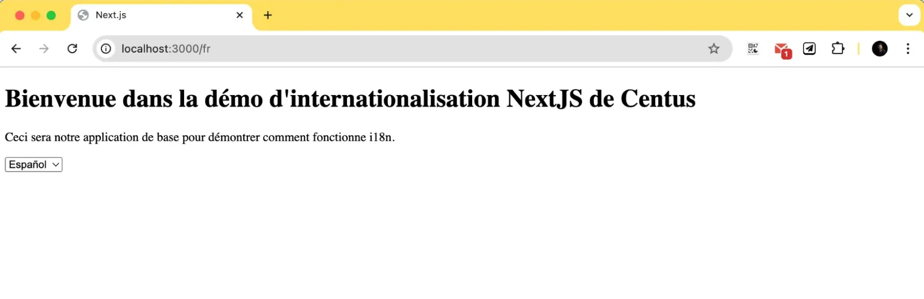 a localized web app with a language selection drop-down