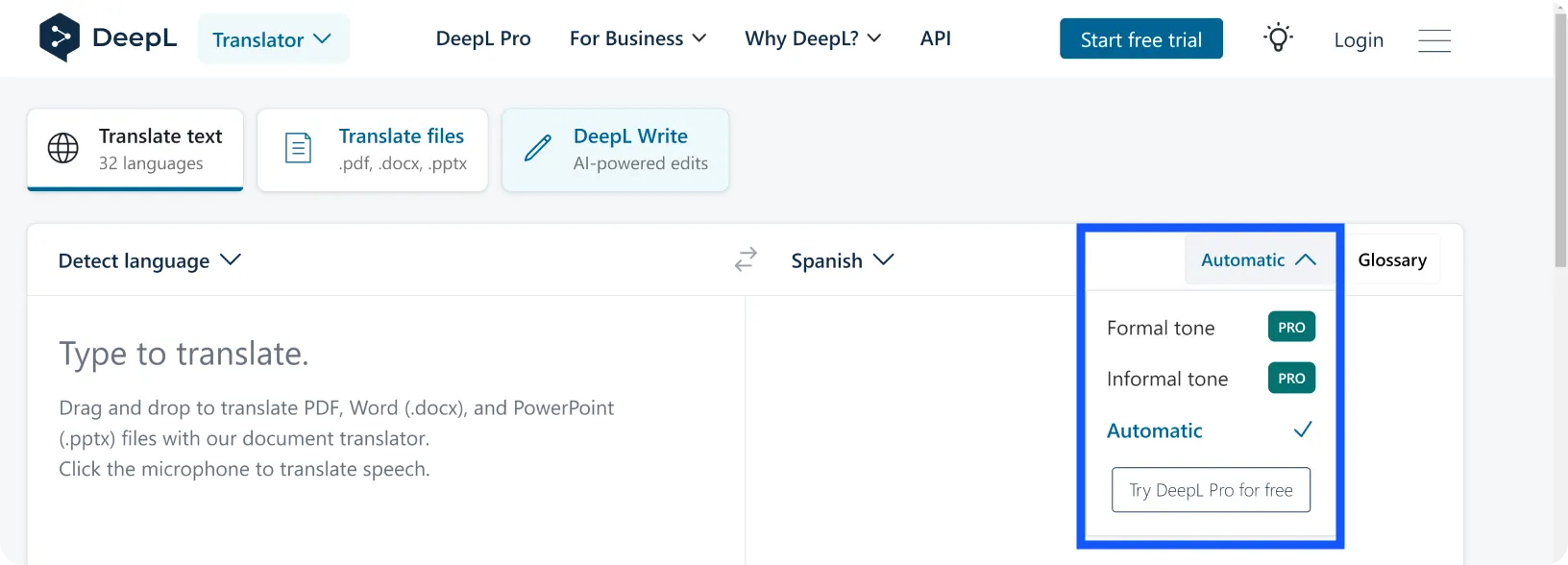 DeepL UI showing different levels of politeness
