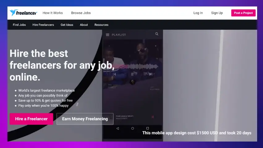 Freelancer homepage