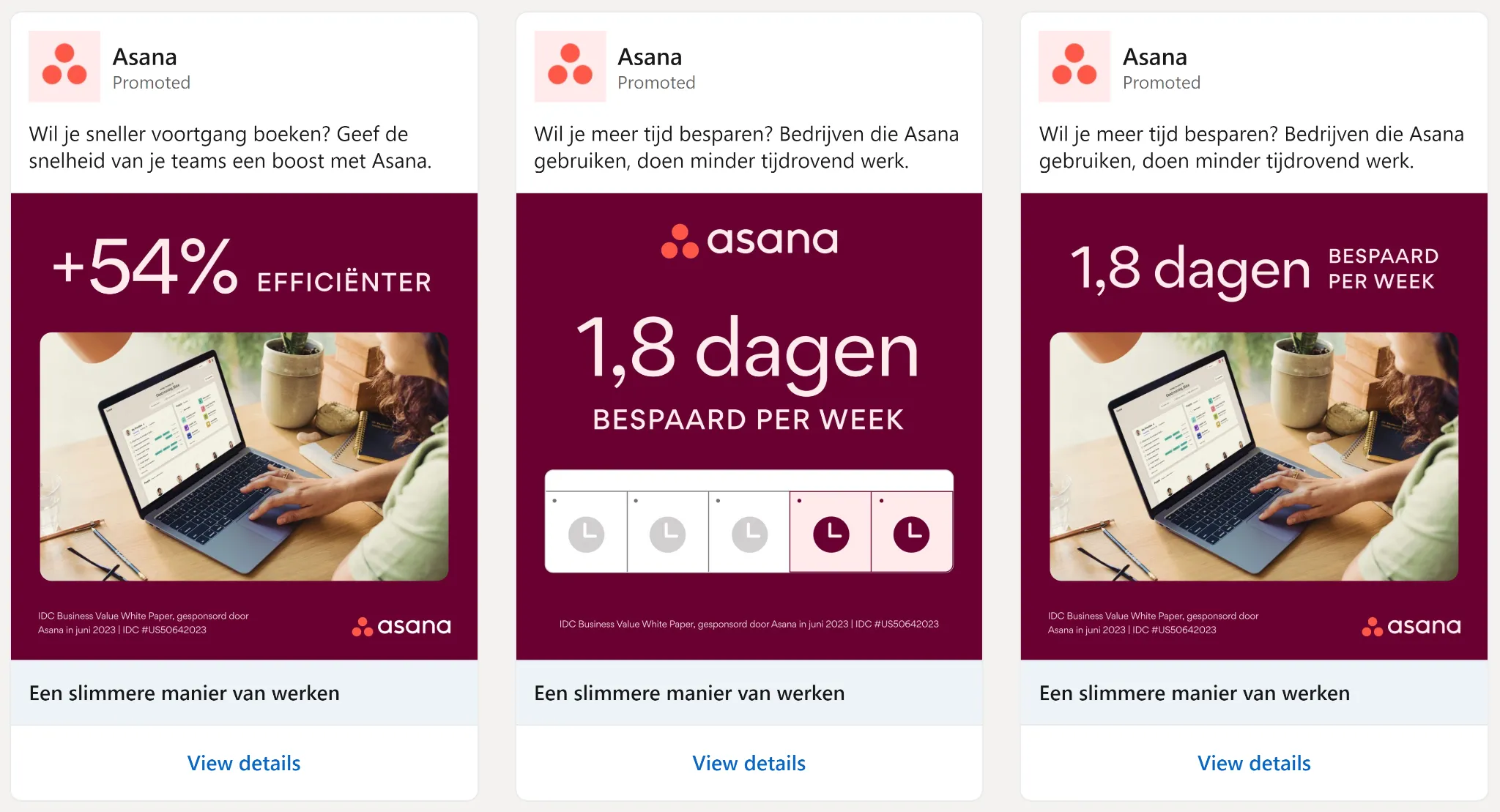 Asana's localized LinkedIn ads