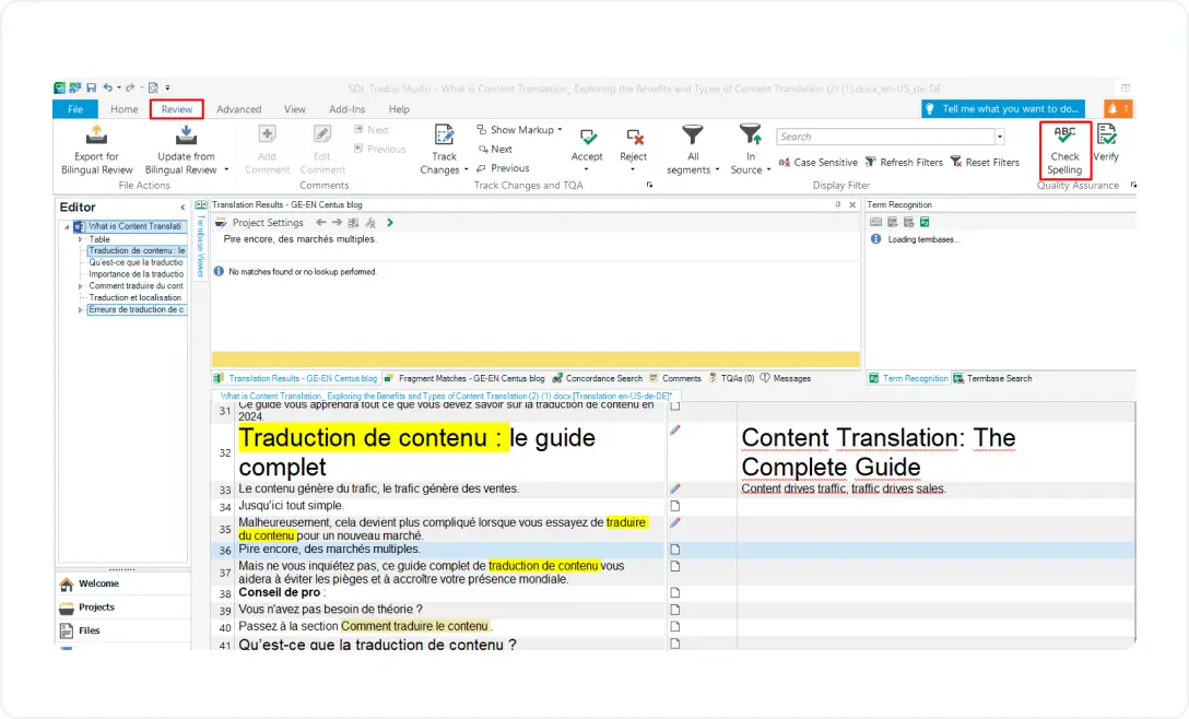  التدقيق الإملائي في Trados Studio.webp