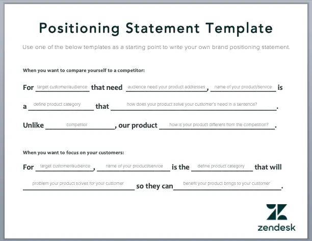 positioning statement template for the international marketing strategy