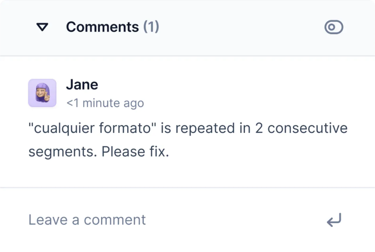 a commenting feature in Centus
