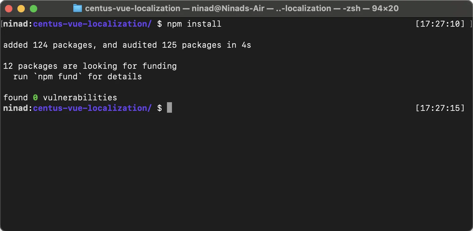 running npm install command
