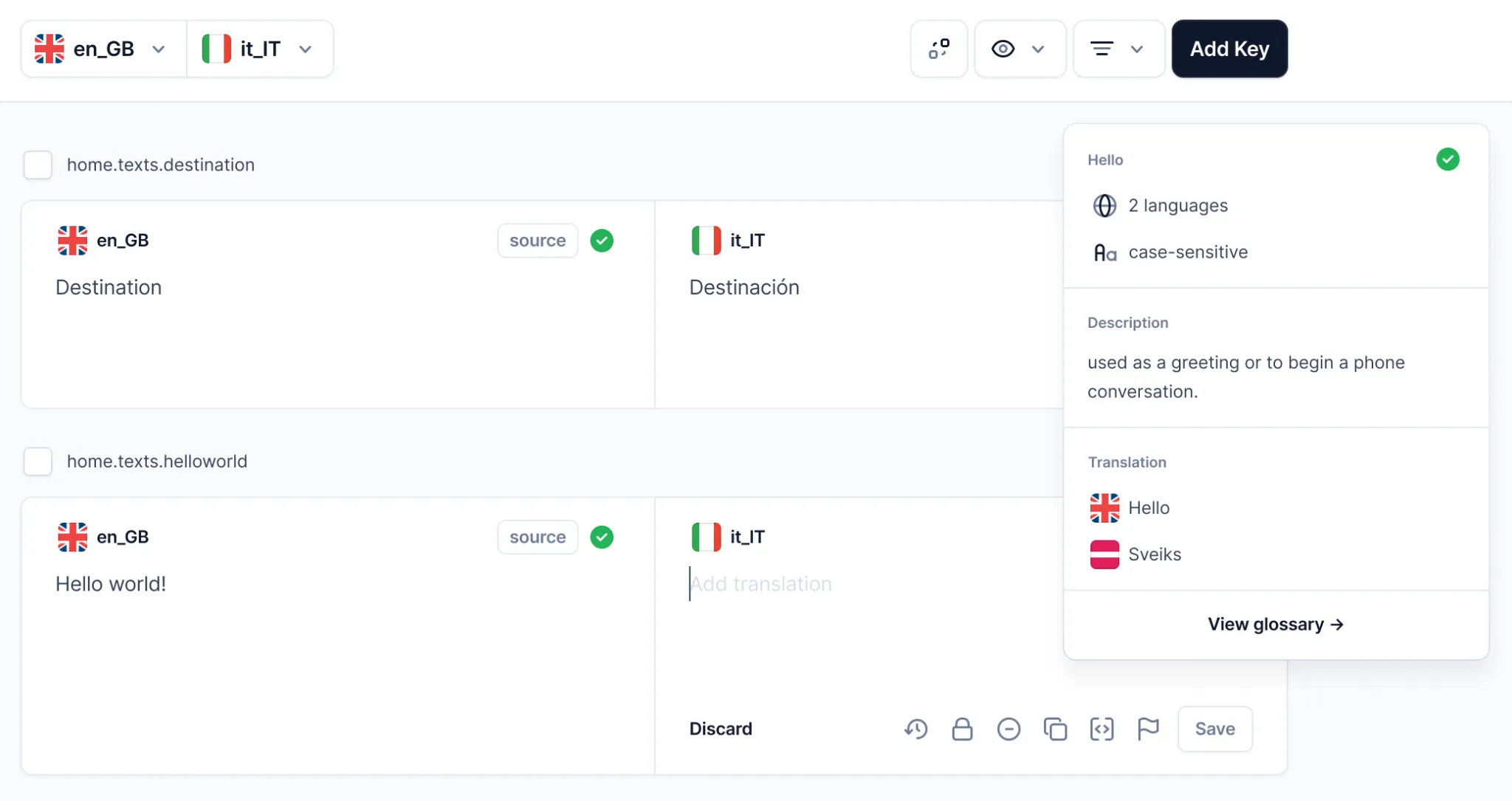 suggestions in the Centus Editor