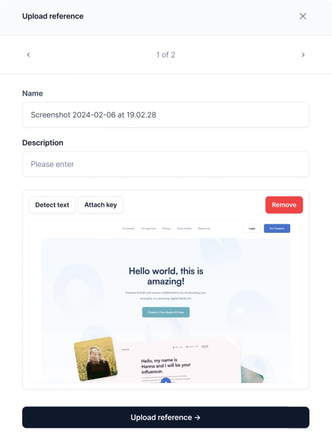 Screenshot of Centus’ file sharing tool