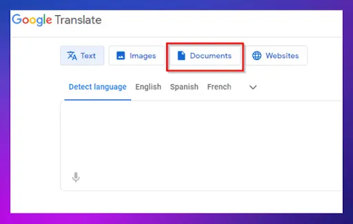 how to translate a document using Google Translate