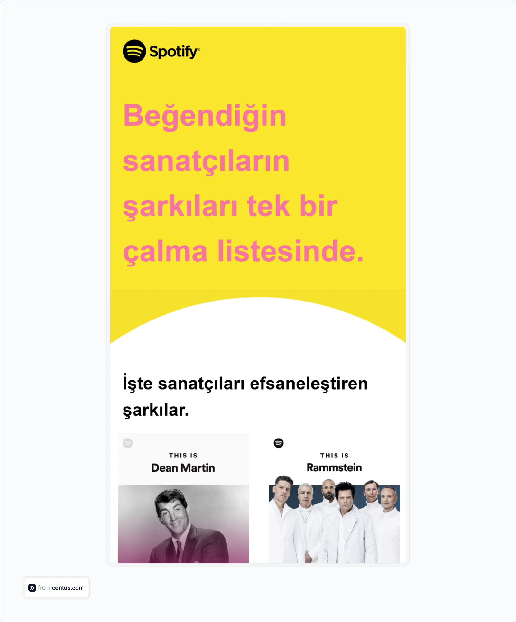 Spotify's localized email