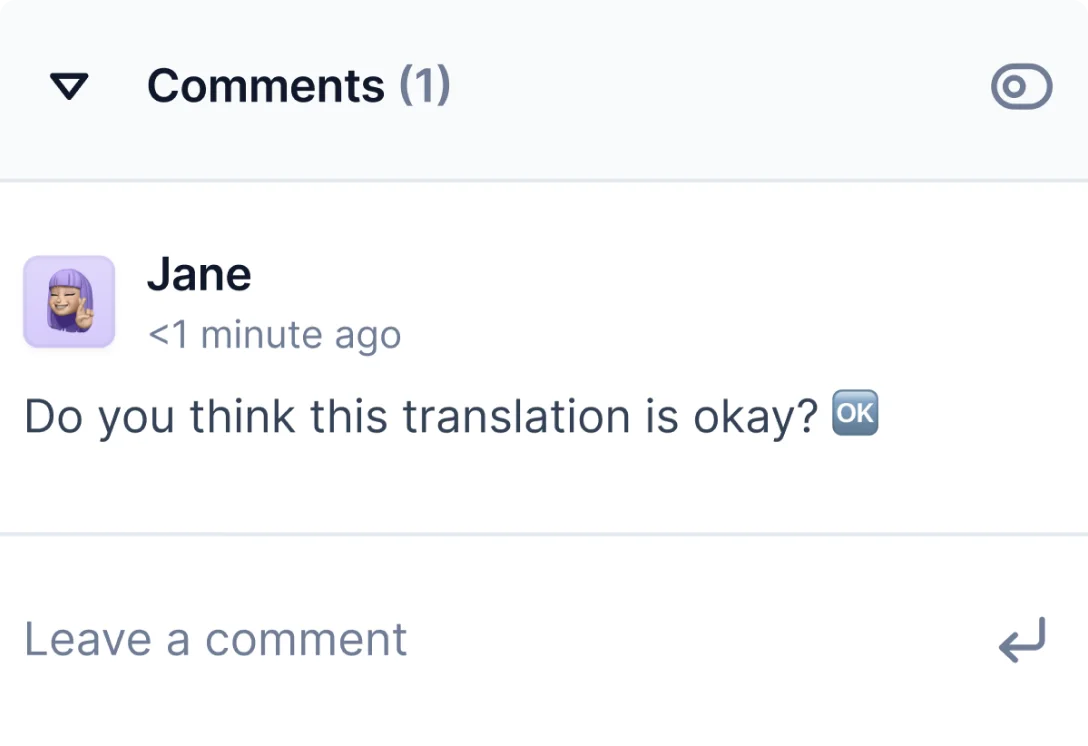 Centus dashboard: Comments