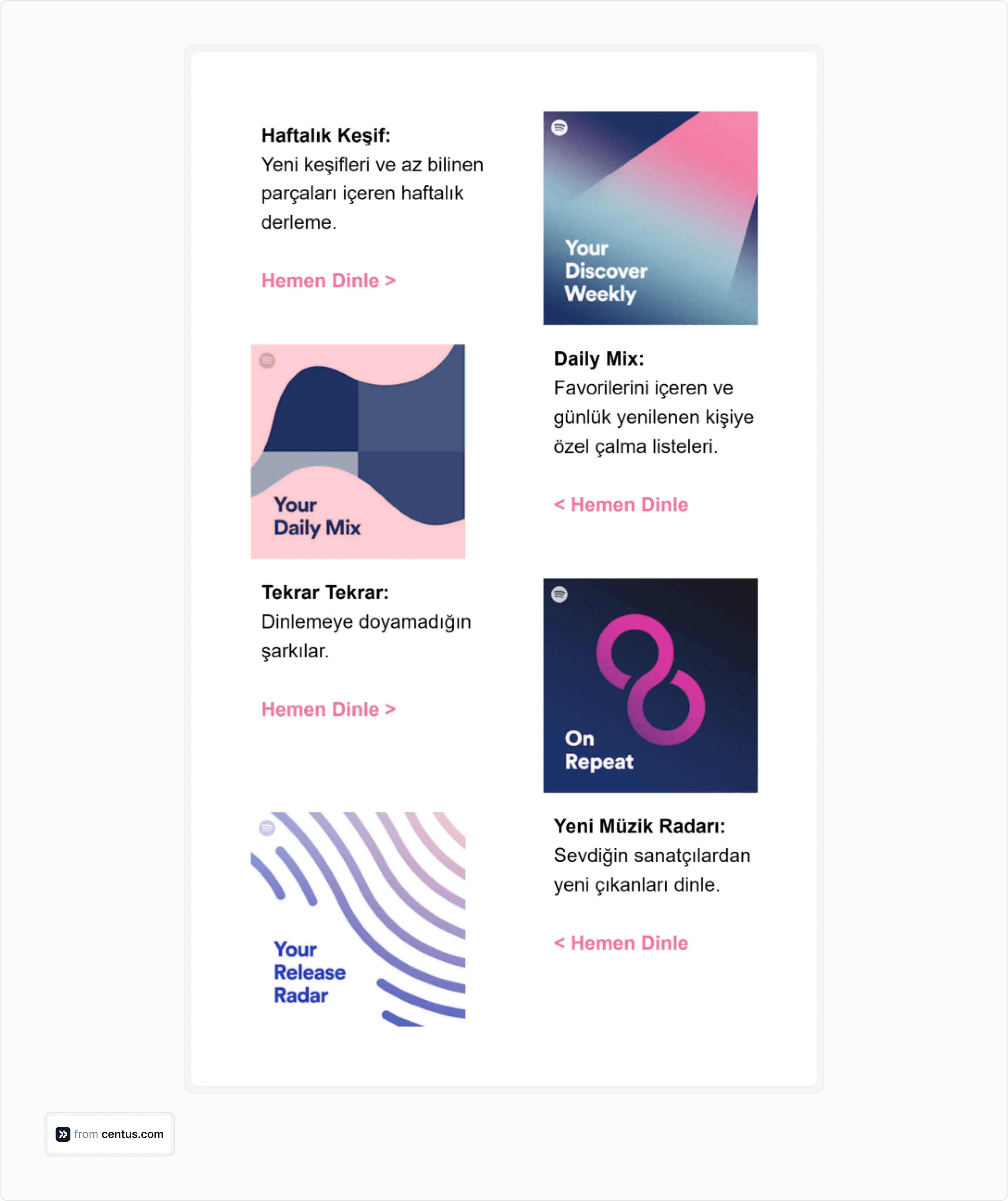 promotional email from Spotify