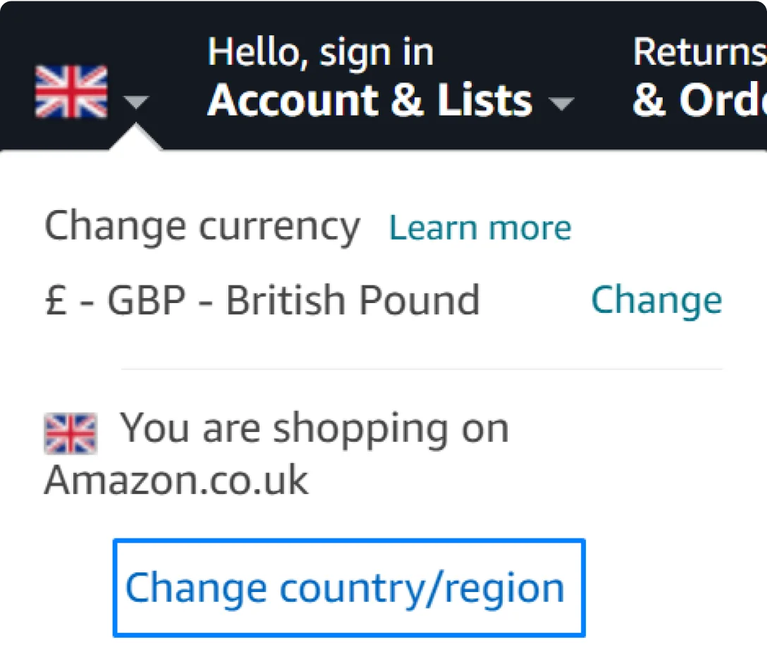 Amazon’s language switcher