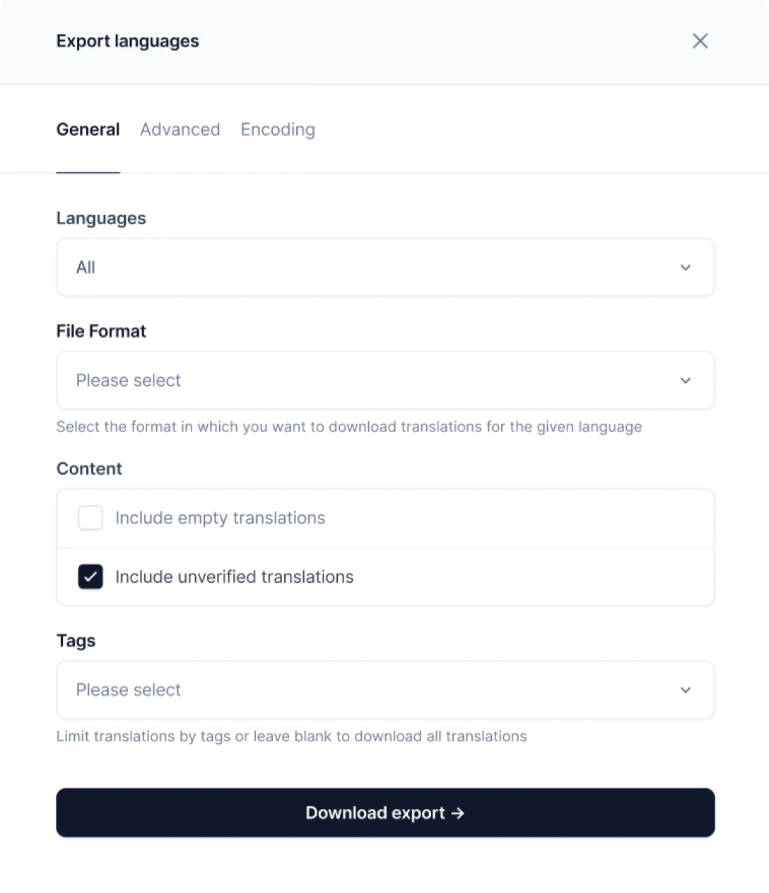 exporting files in Centus