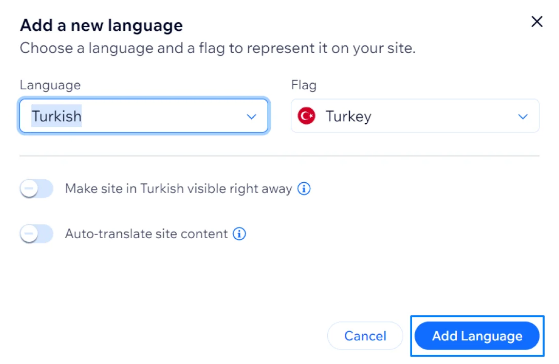 Adding a language in Wix