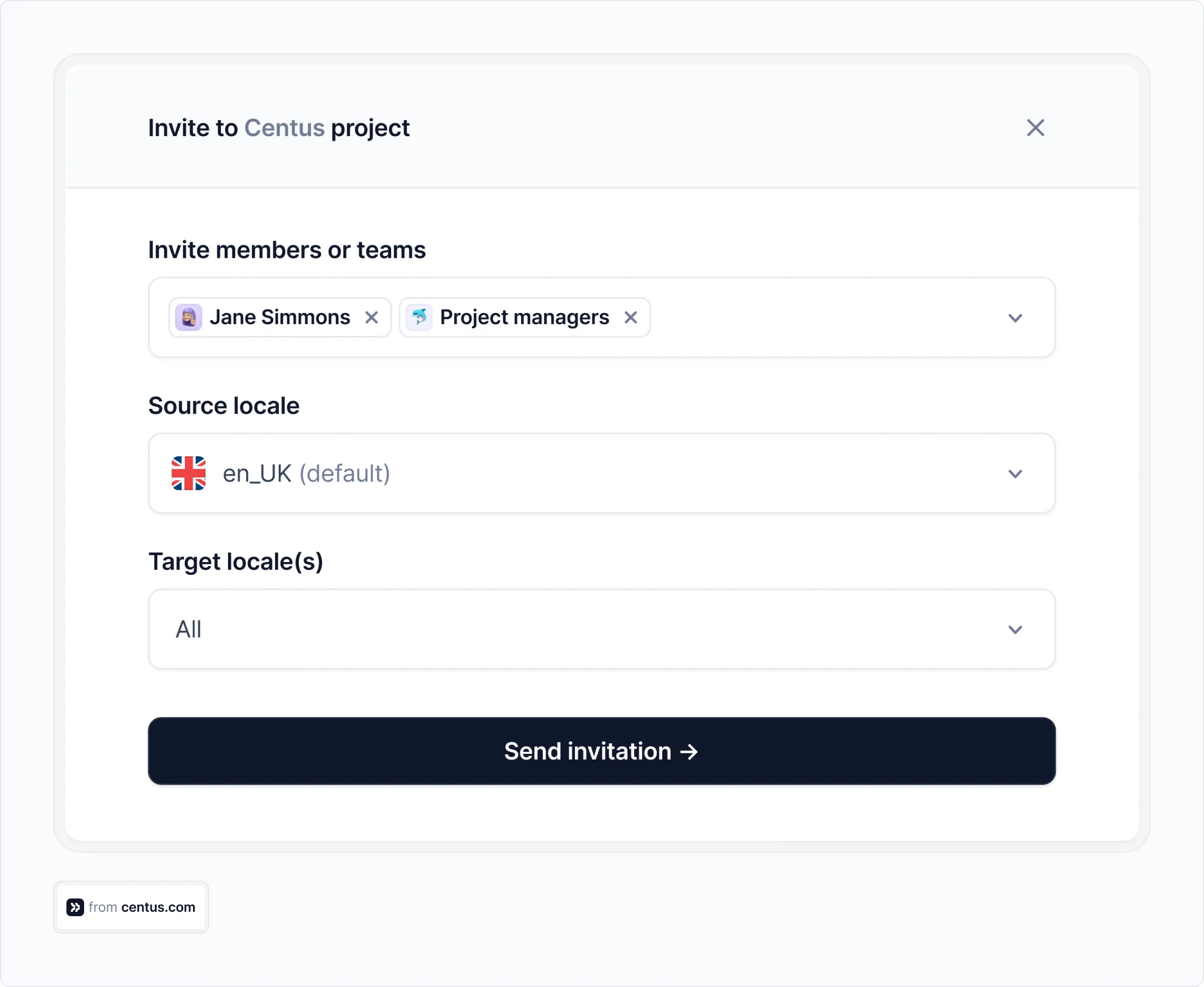 adding project contributors in Centus
