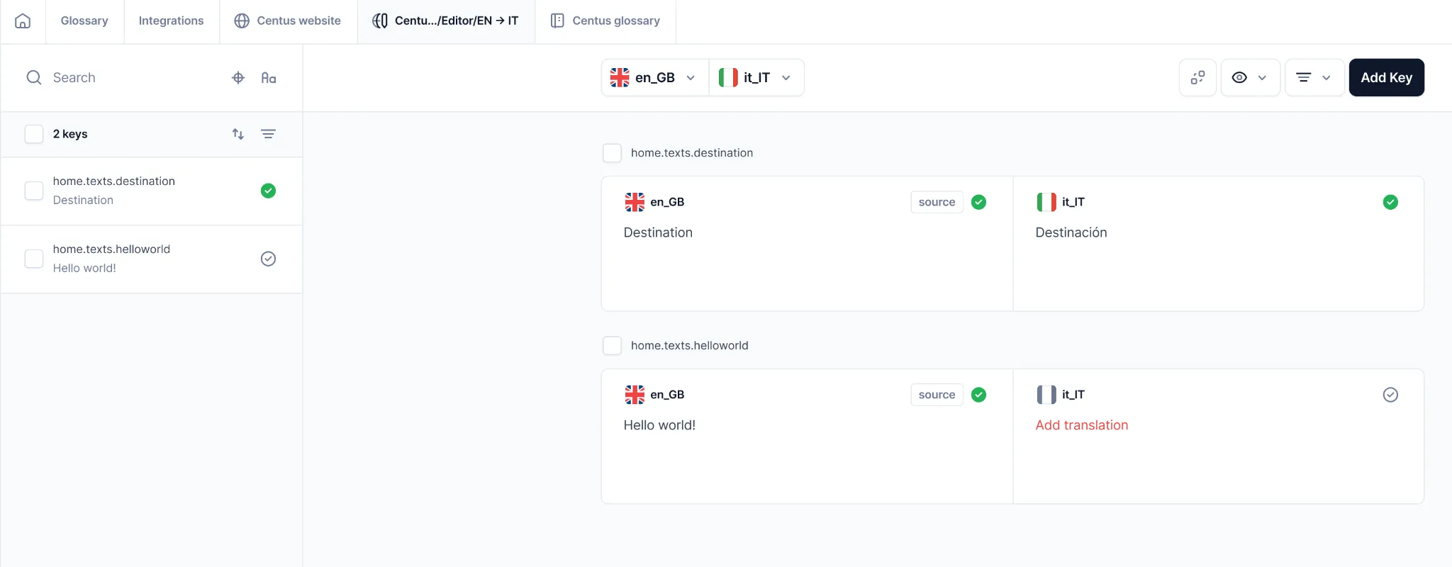 Centus editor dashboard