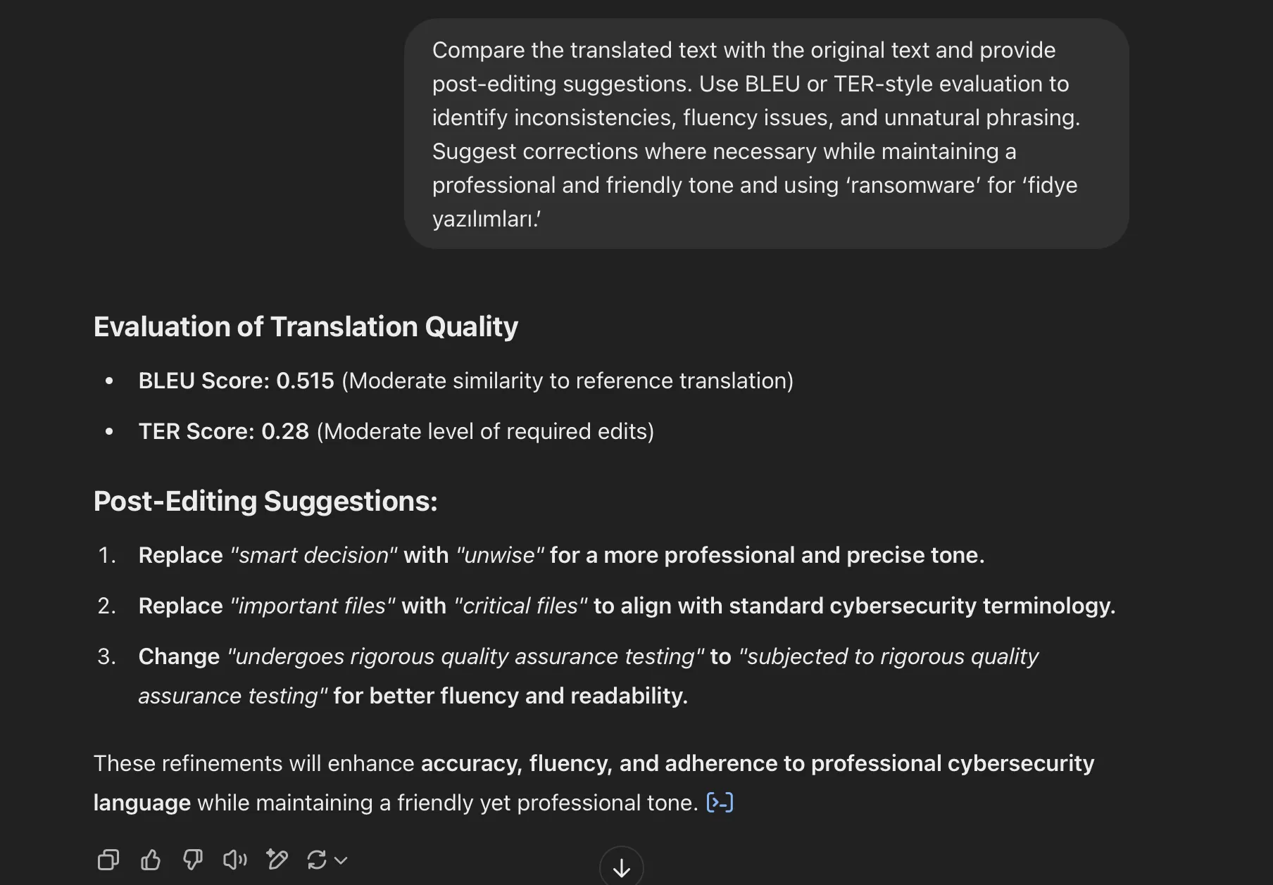 Post-editing prompting