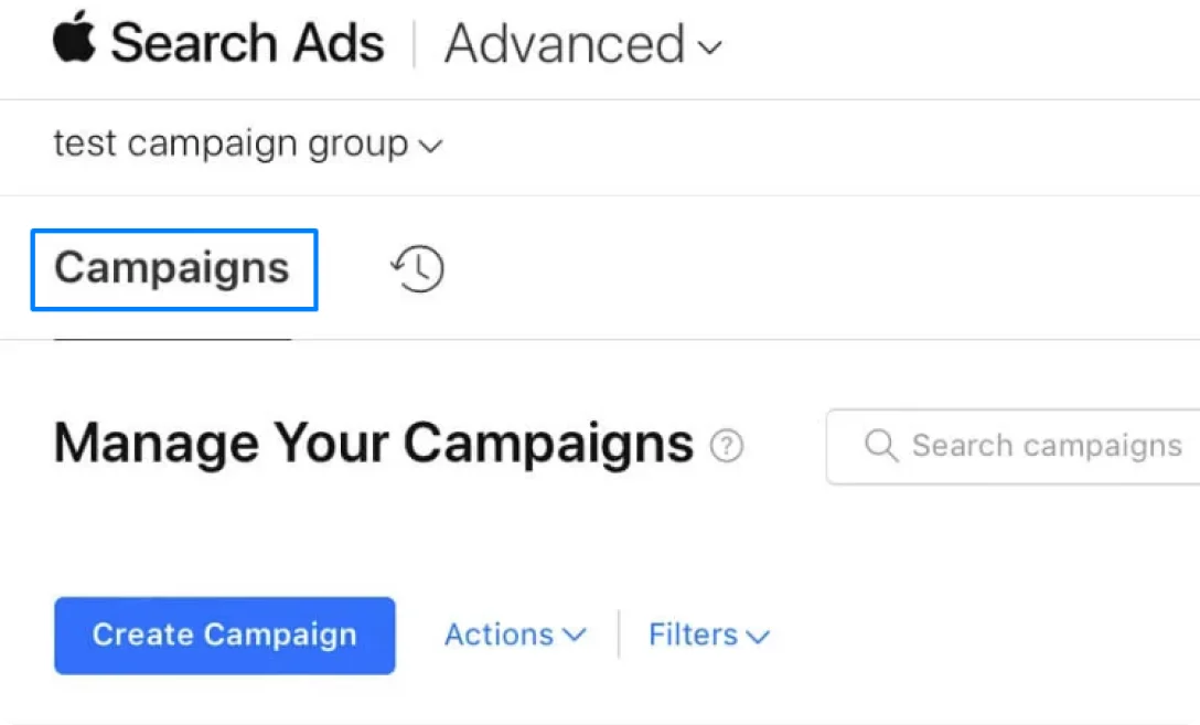 creating a search campaign in Apple Search Ads
