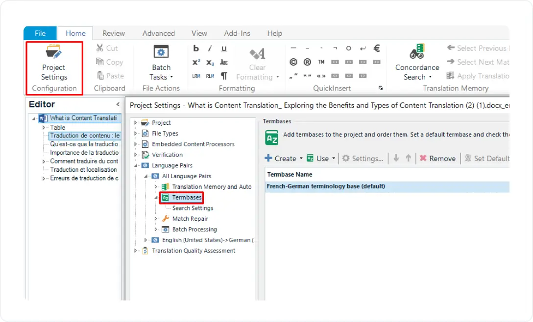 إضافة قاعدة مصطلحات في Trados Studio.webp