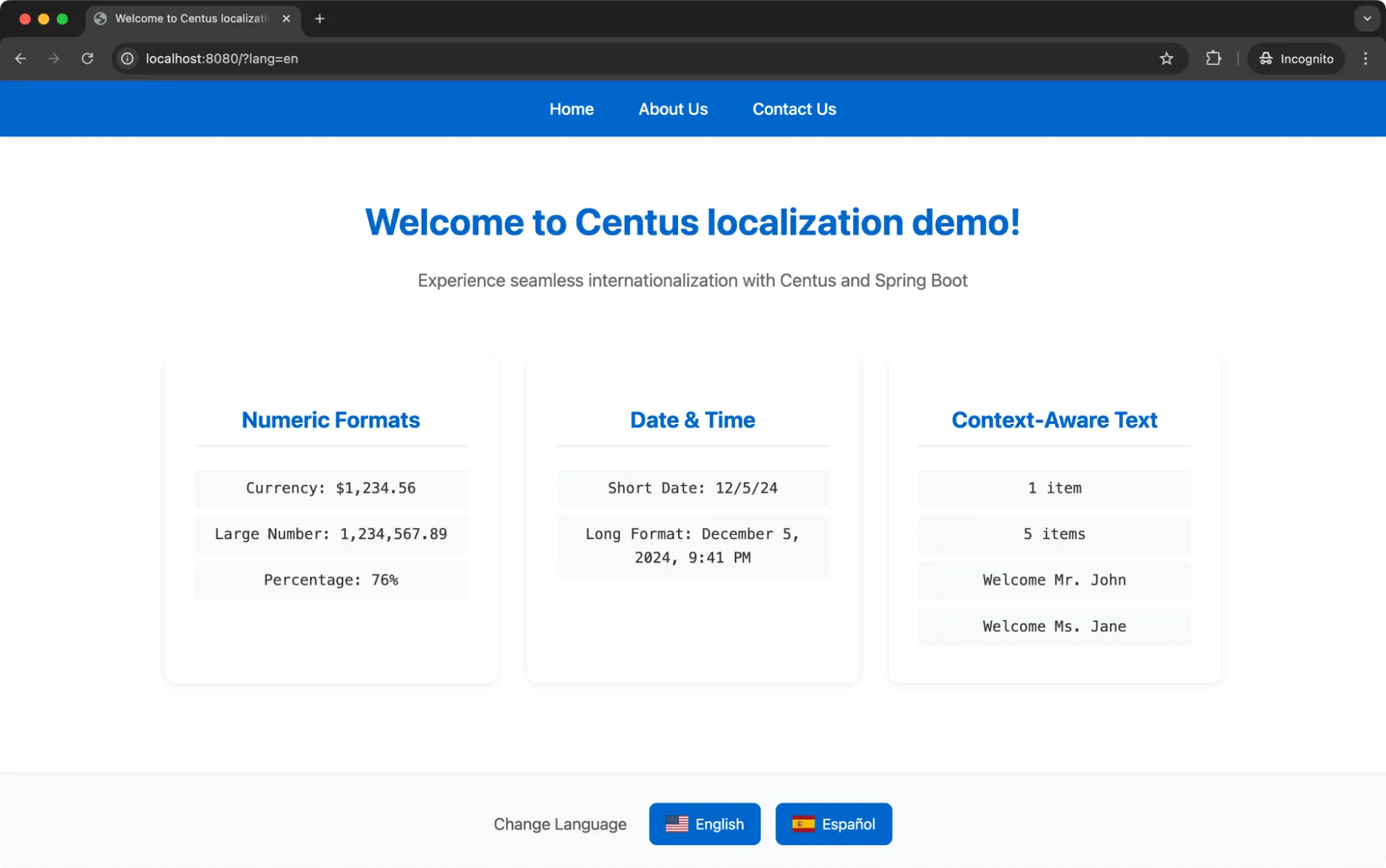 localized app with context-aware text