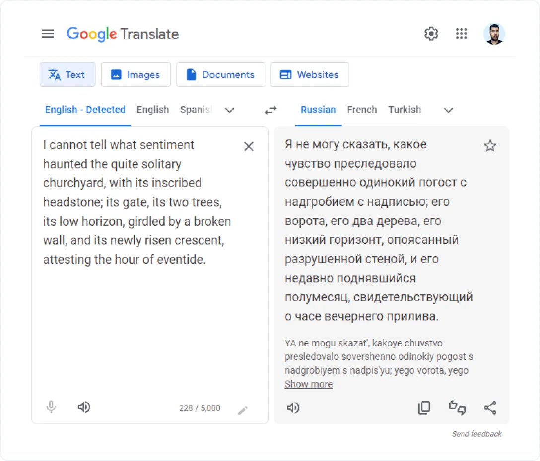 Genauigkeit von Google Translate Englisch – Russisch