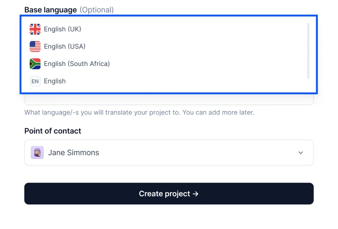adding base languages in Centus