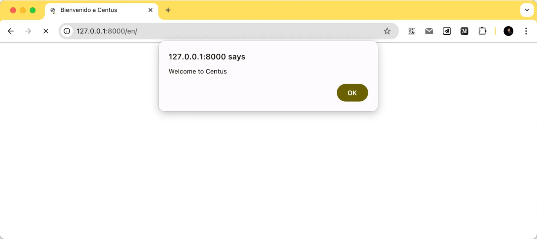 welcome popup in English