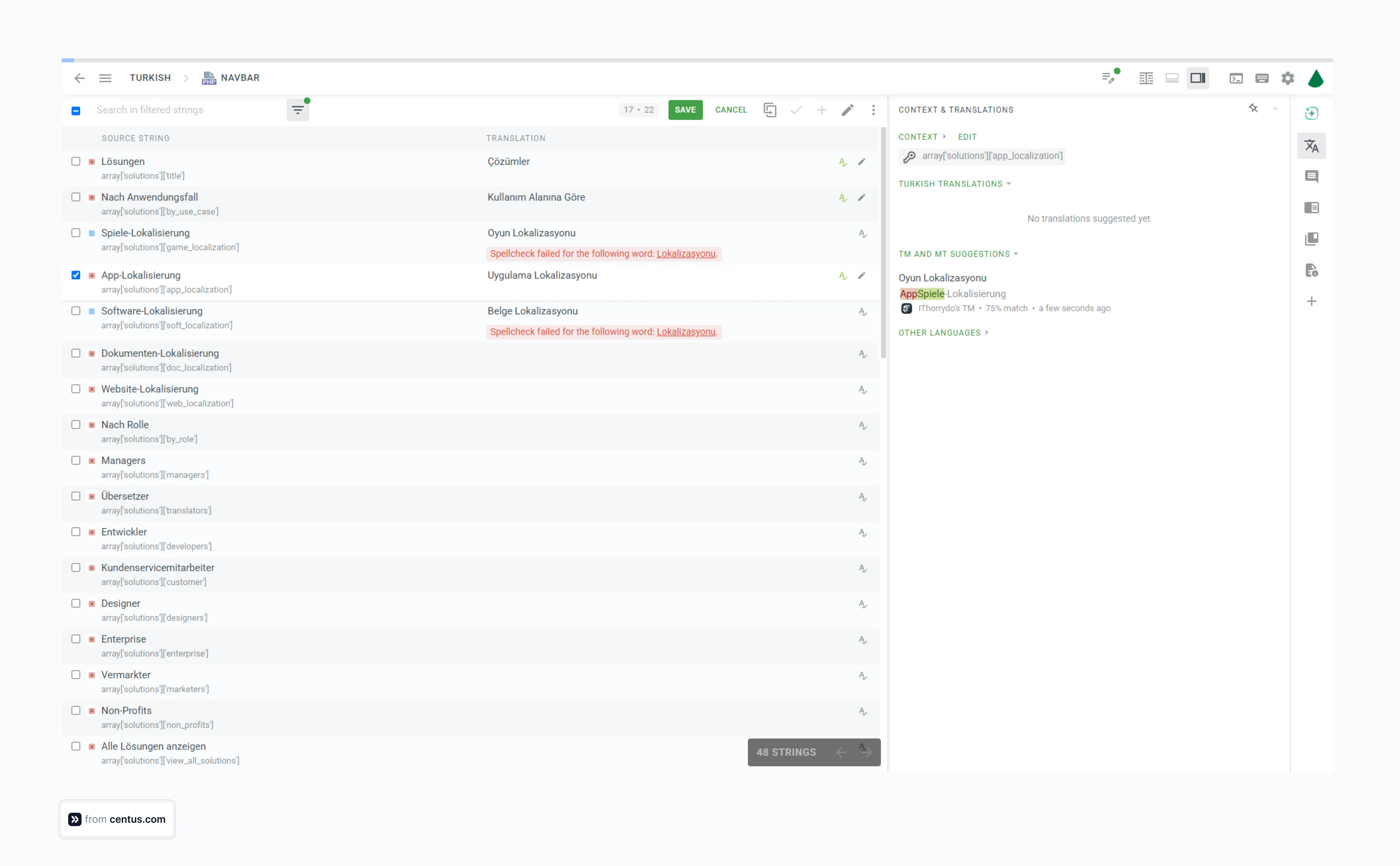 Crowdin localization dashboard 