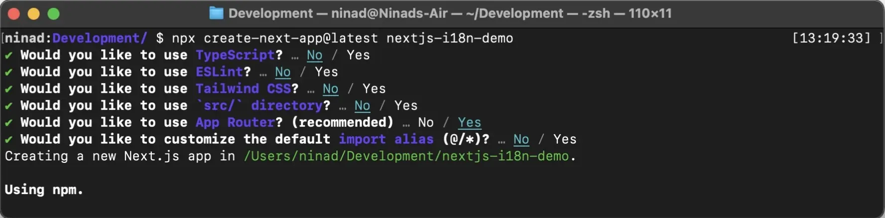 creating a new NextJS app
