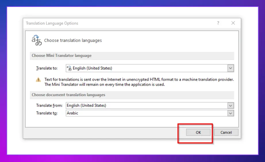 use built-in translation tool